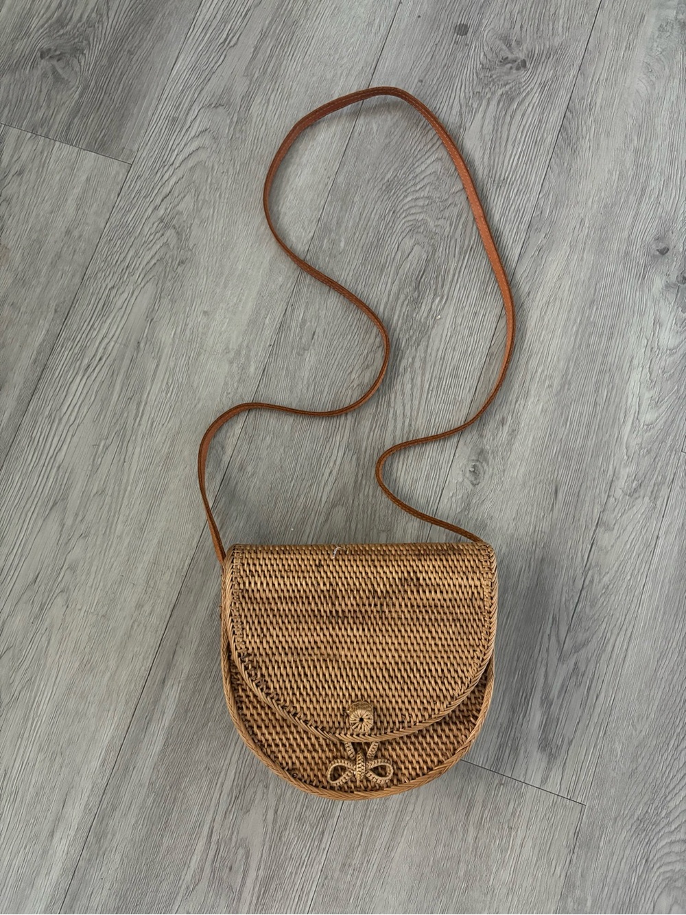 Woven Crossbody Bag - Brown Straw Shoulder Bag